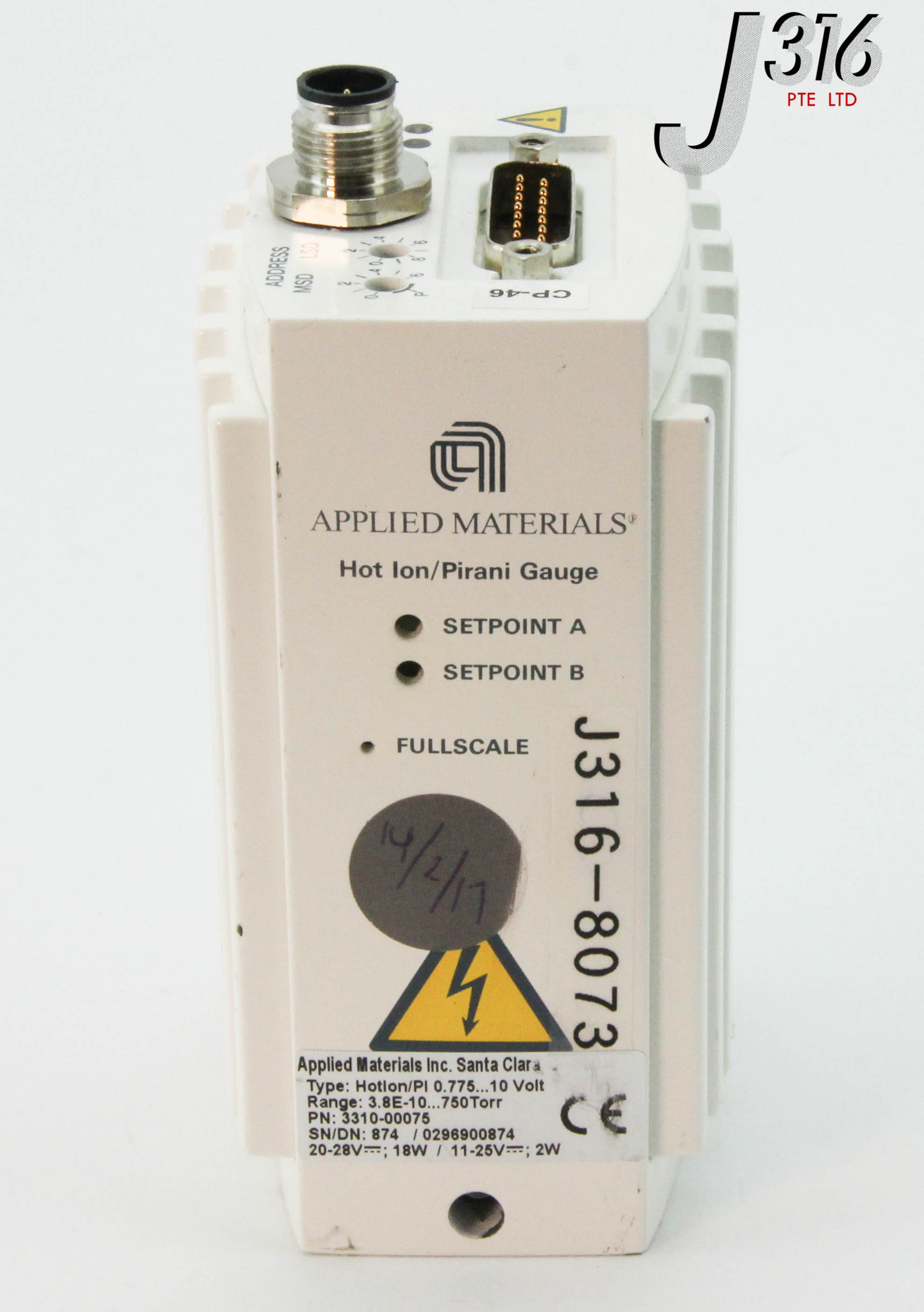 8073 APPLIED MATERIALS HOT ION/PIRANI GAUGE 3310-00075