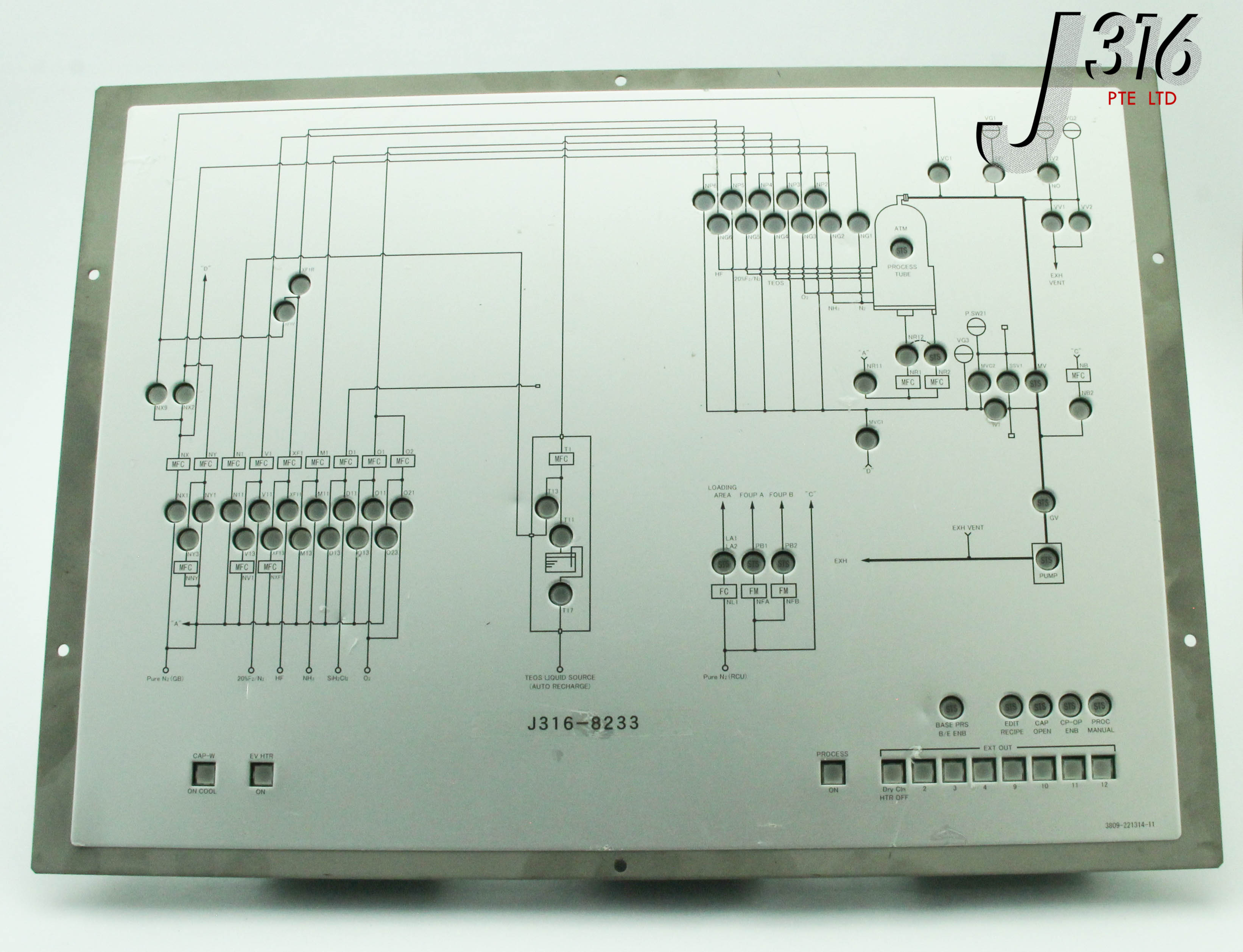 8233 TOKYO ELECTRON TOHOKU FORMULA GAS FLOW PANEL 3809221314 3809-221314-11