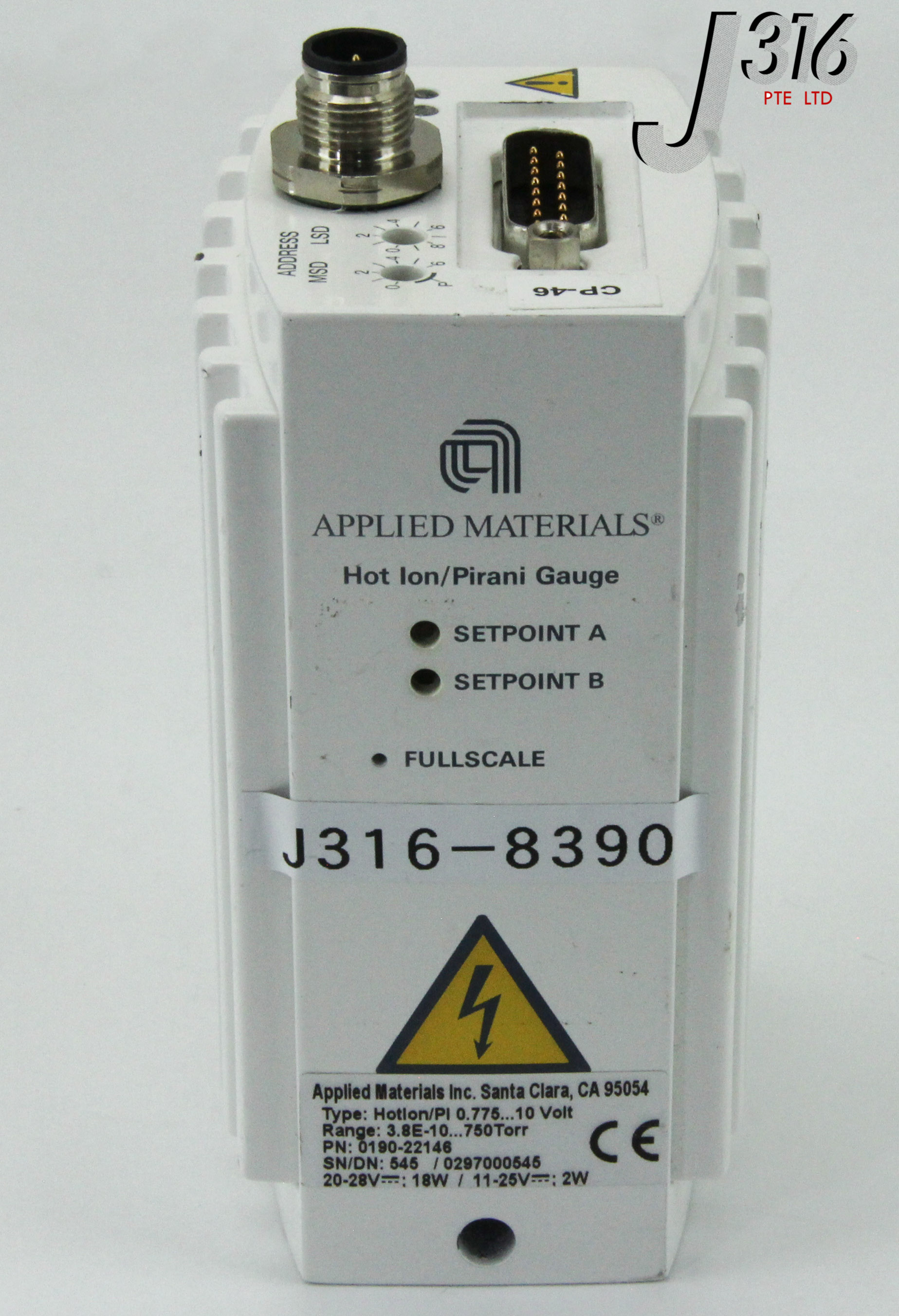 8390 APPLIED MATERIALS HOT ION / PIRANI GAUGE 0.775 0190-22146