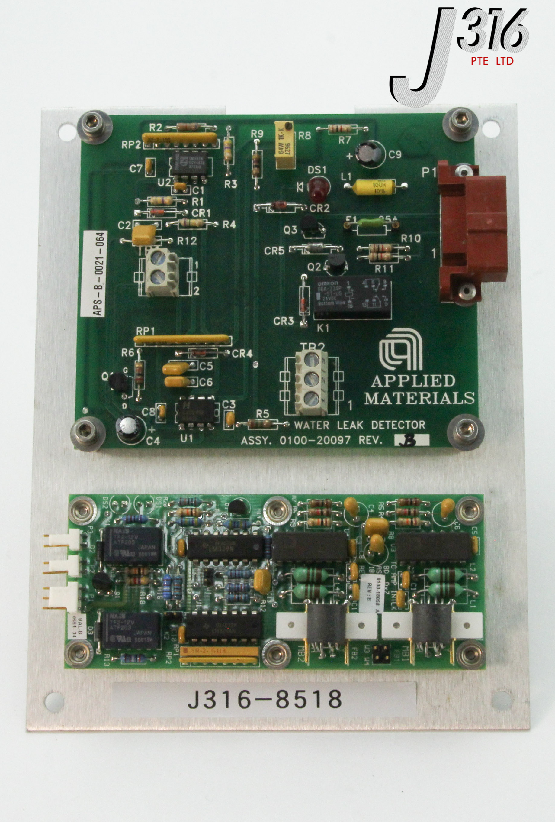 8518 APPLIED MATERIALS PCB WATER LEAK DETECTOR 0100-20097 W/ TC AMP INTLOCK 0100-18058