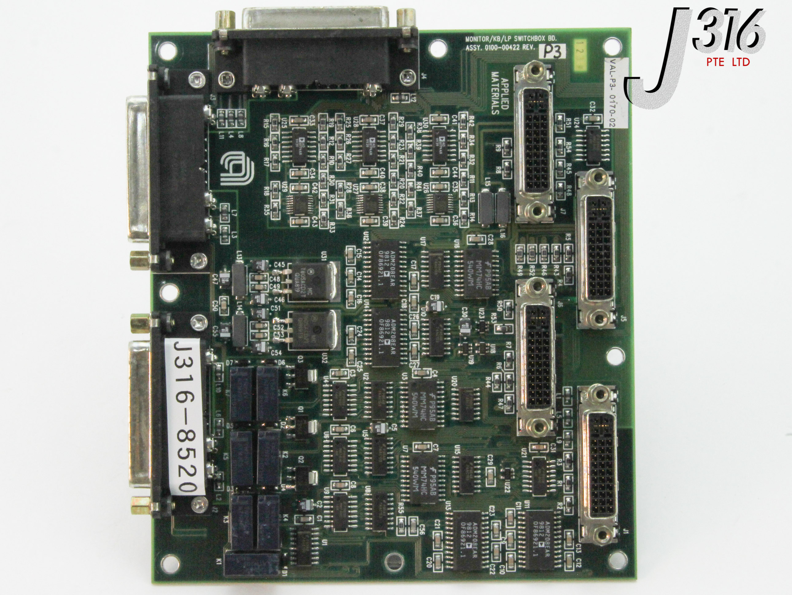 8520 APPLIED MATERIALS PCB MONITOR/KB/LP SWITCHBOX BD 0100-00422