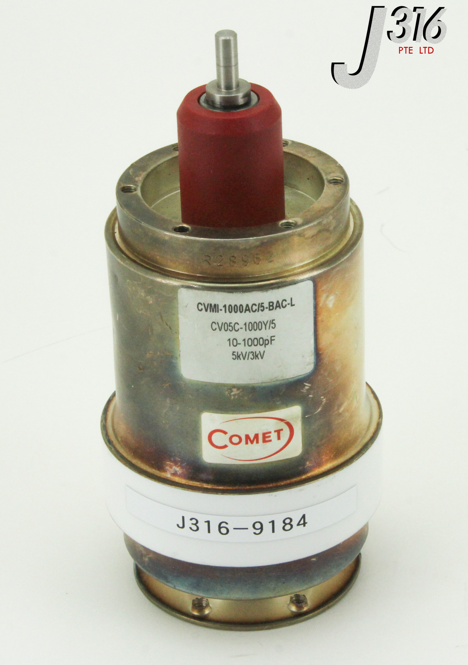 9184 Comet Vacuum Variable Capacitor, 10 - 1000pf, 5kv 3kv Cvmi-1000ac 