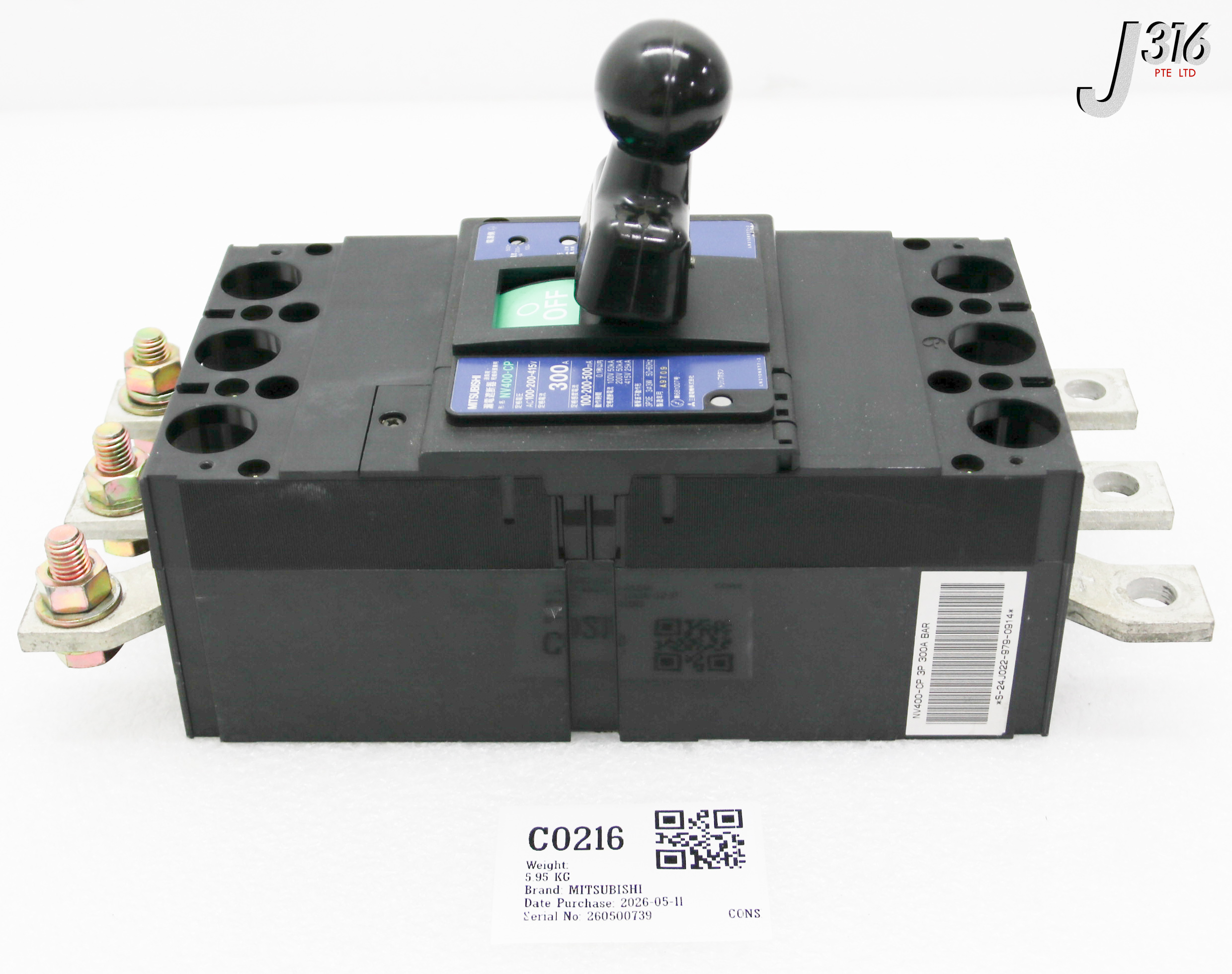 C0216 MITSUBISHI BREAKER, 300A NV400-CP