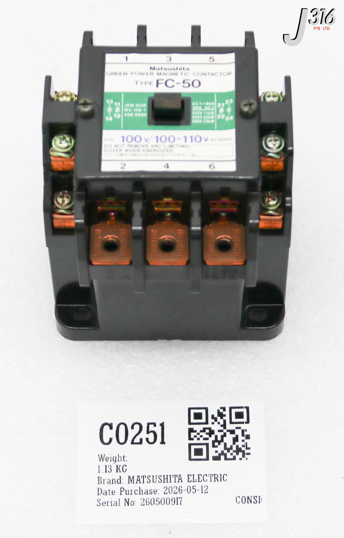 C0251 MATSUSHITA ELECTRIC FC-50 AC MAGNETIC CONTACTOR BMF6-50-1