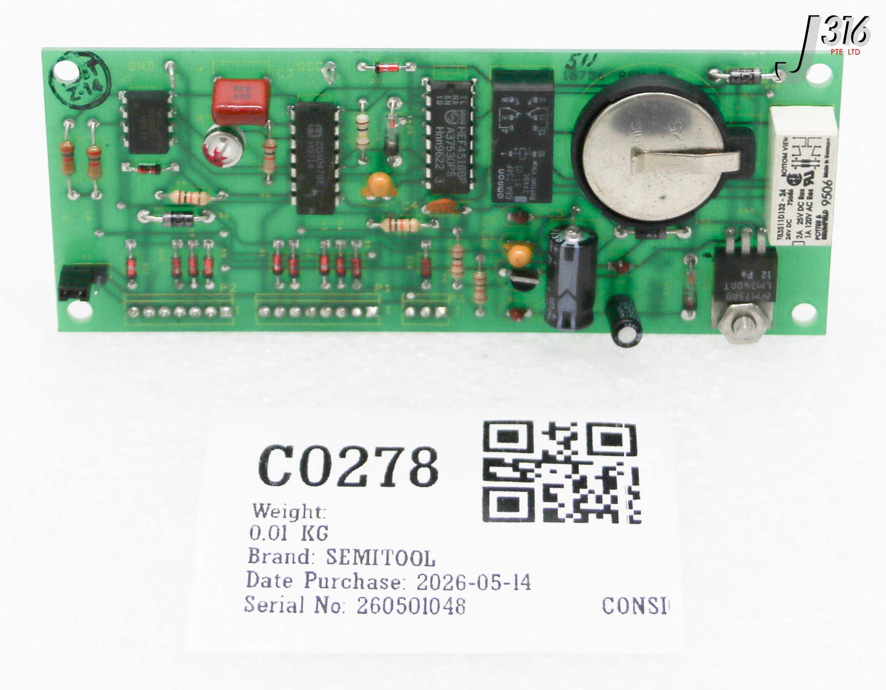 C0278 SEMITOOL PCB, NON-INTRPT TIMER 19-20 SECOND 16756-511