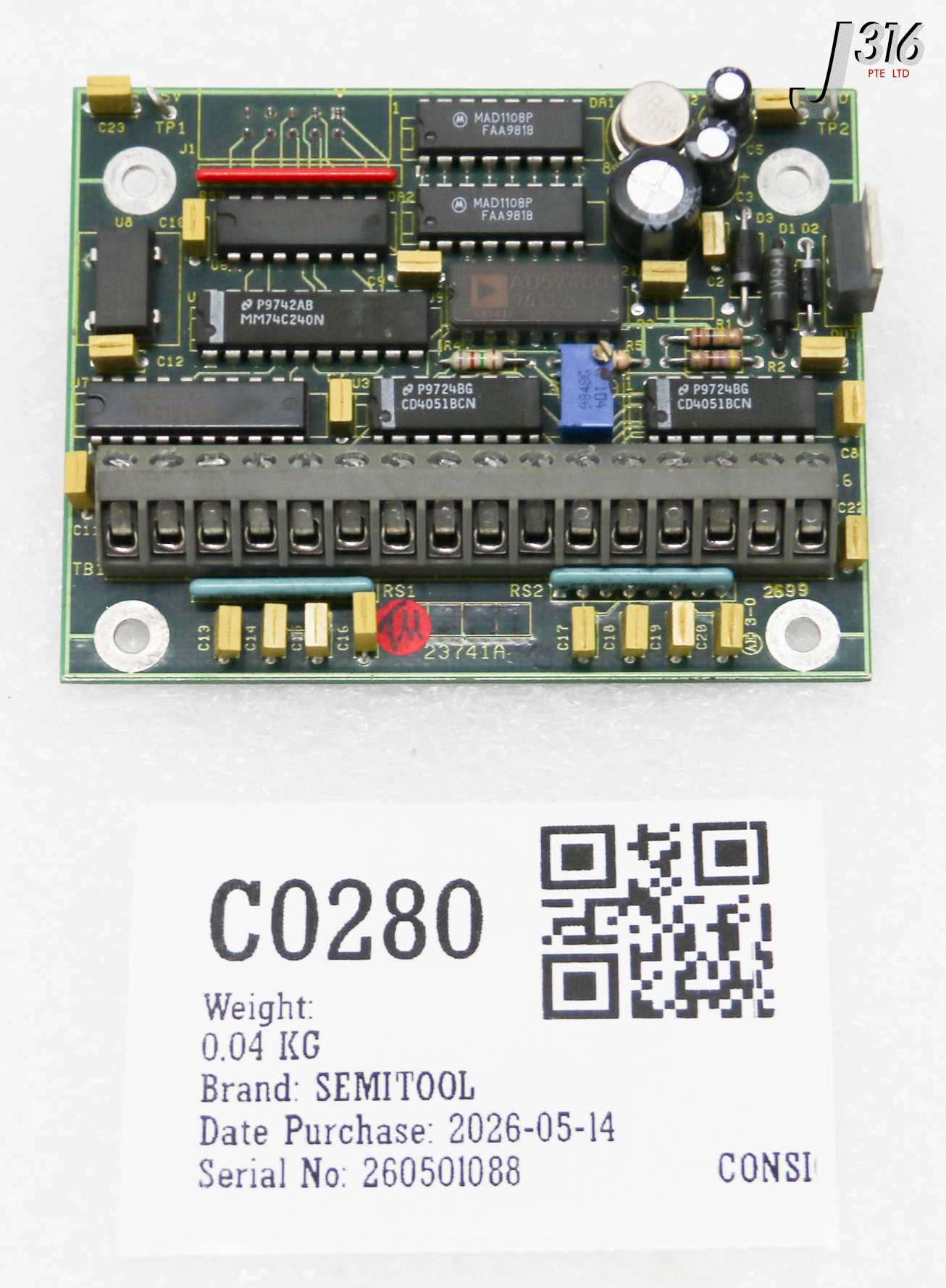 C0280 SEMITOOL PCB, OCTAL THERMOCOUPLE INTERFACE BD 23741A
