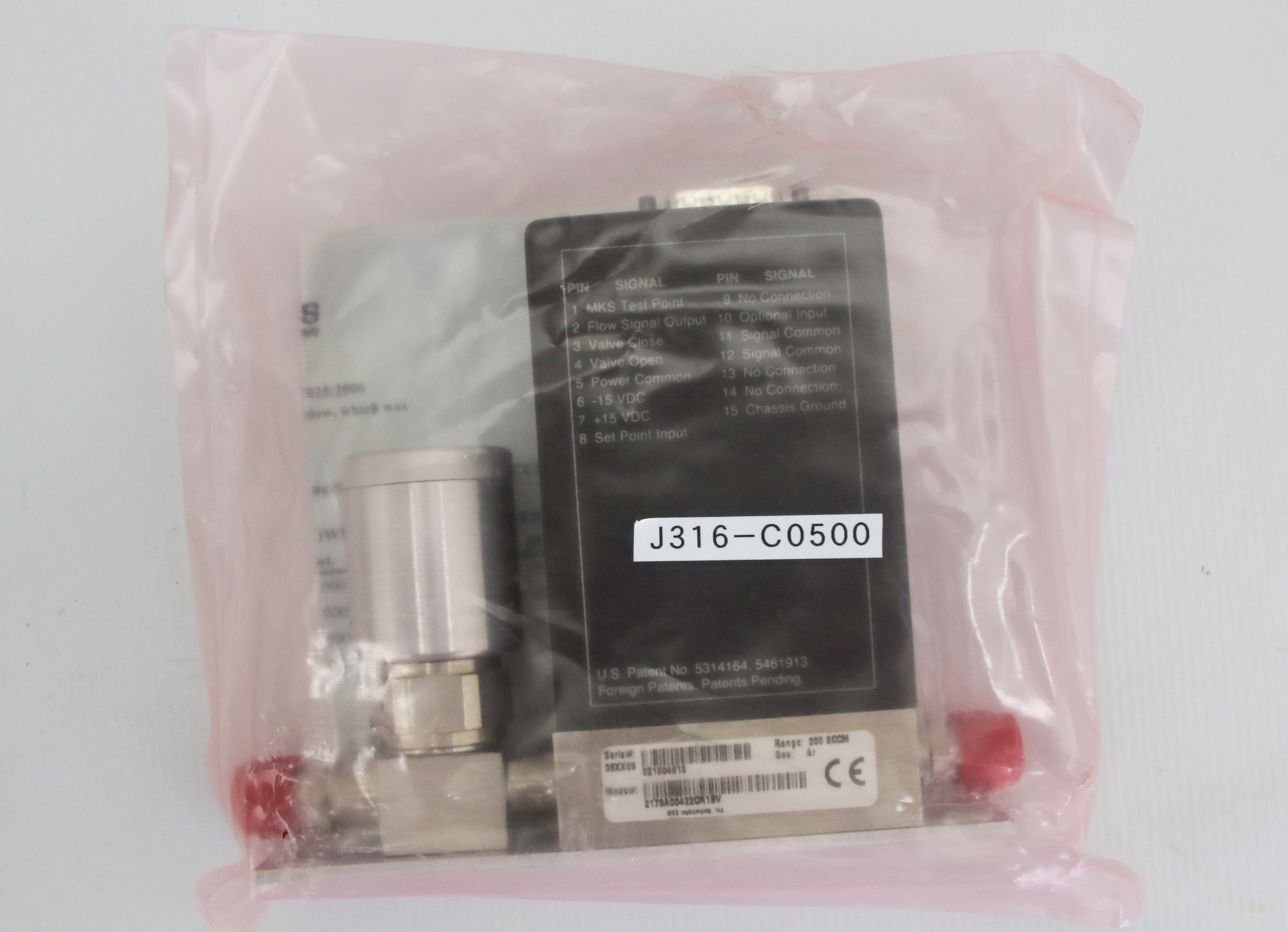 C0500 MKS MFC, AR 200SCCM 4VCR M 15P D VITON, 6LVV-DP6901-C (NEW) 2179A00422CR1BV