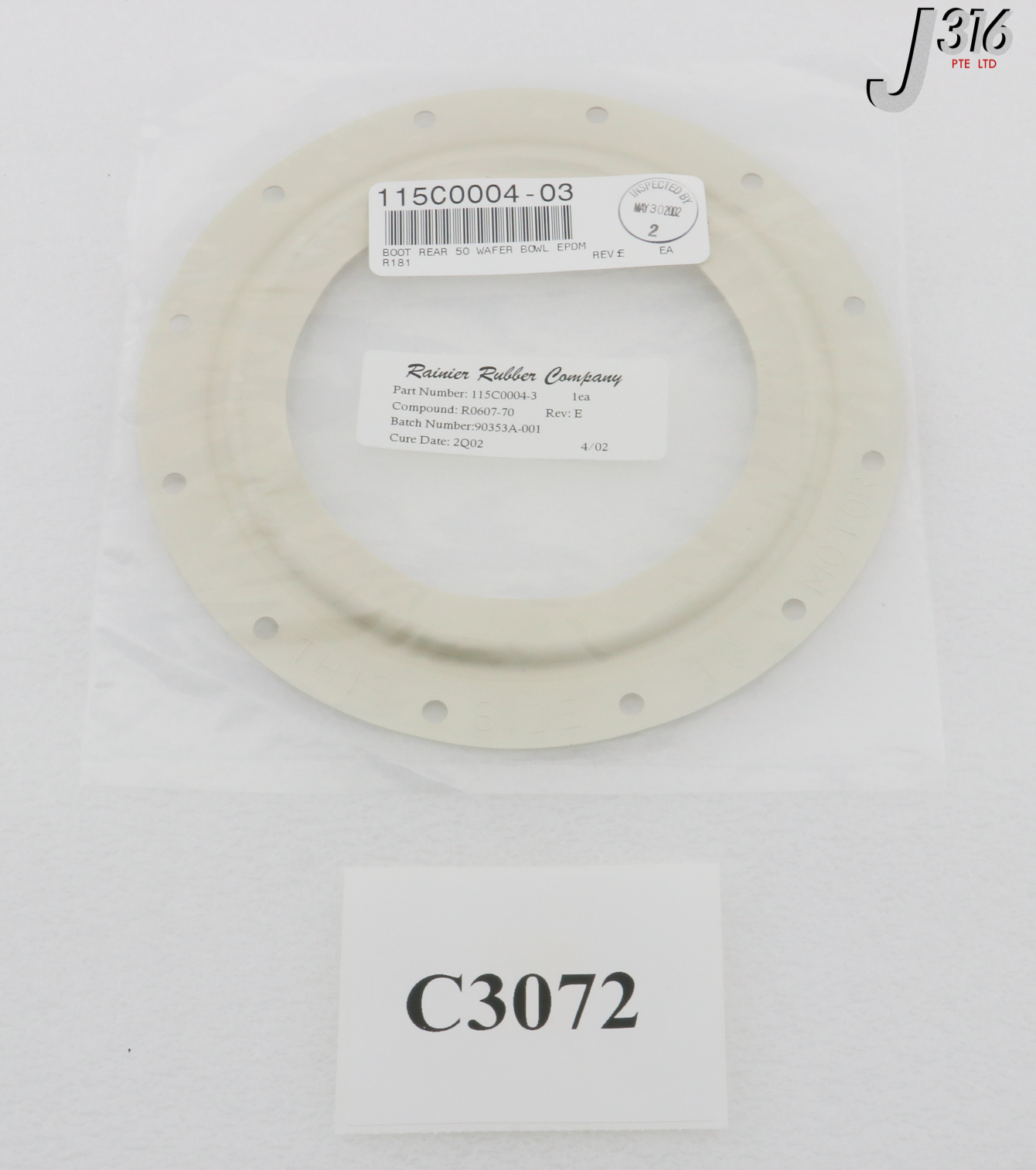 C3072 SEMITOOL BOOT REAR 50 WAFER BOWL EPDM (NEW) 115C0004-3