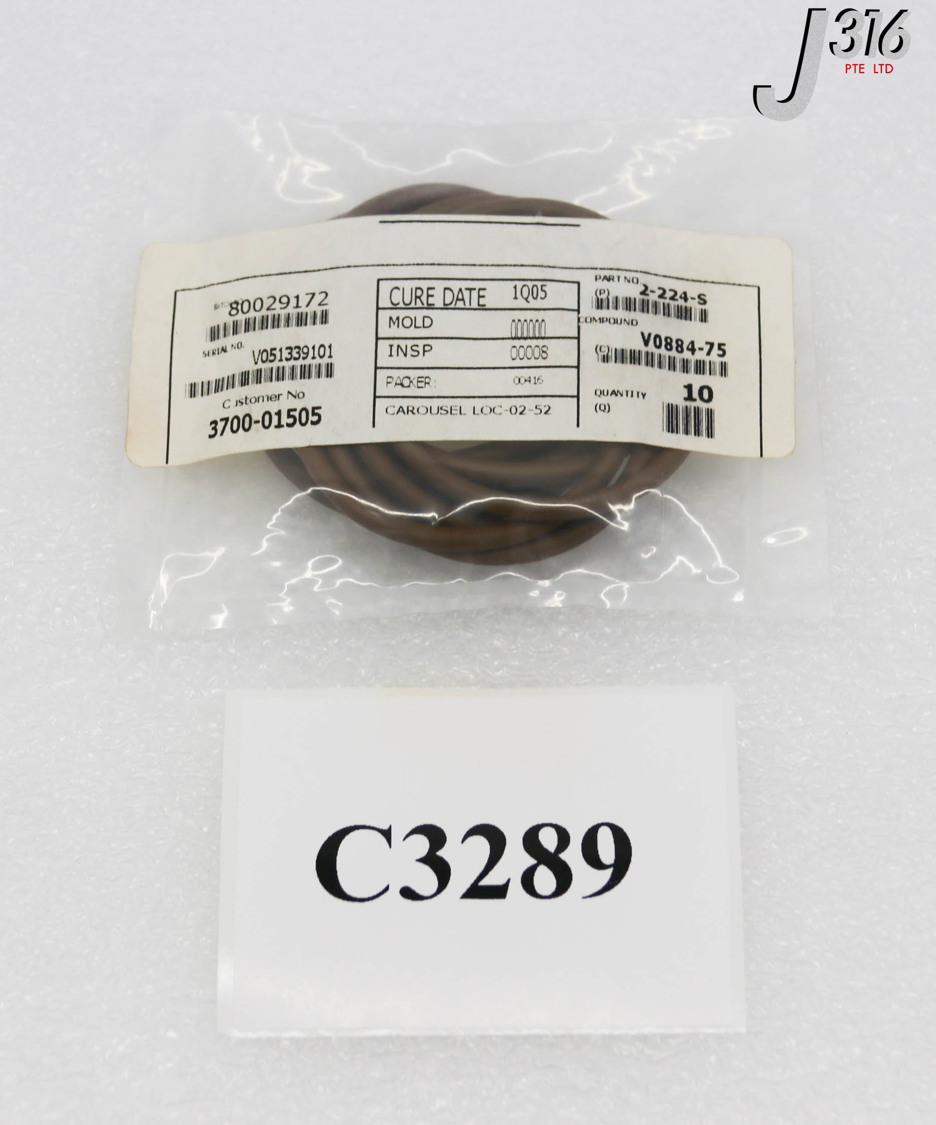 C3289 APPLIED MATERIALS O-RING, ID 1.750 CSD .125, BROWN VITON (LOT OF 10) (NEW) 3700-01505