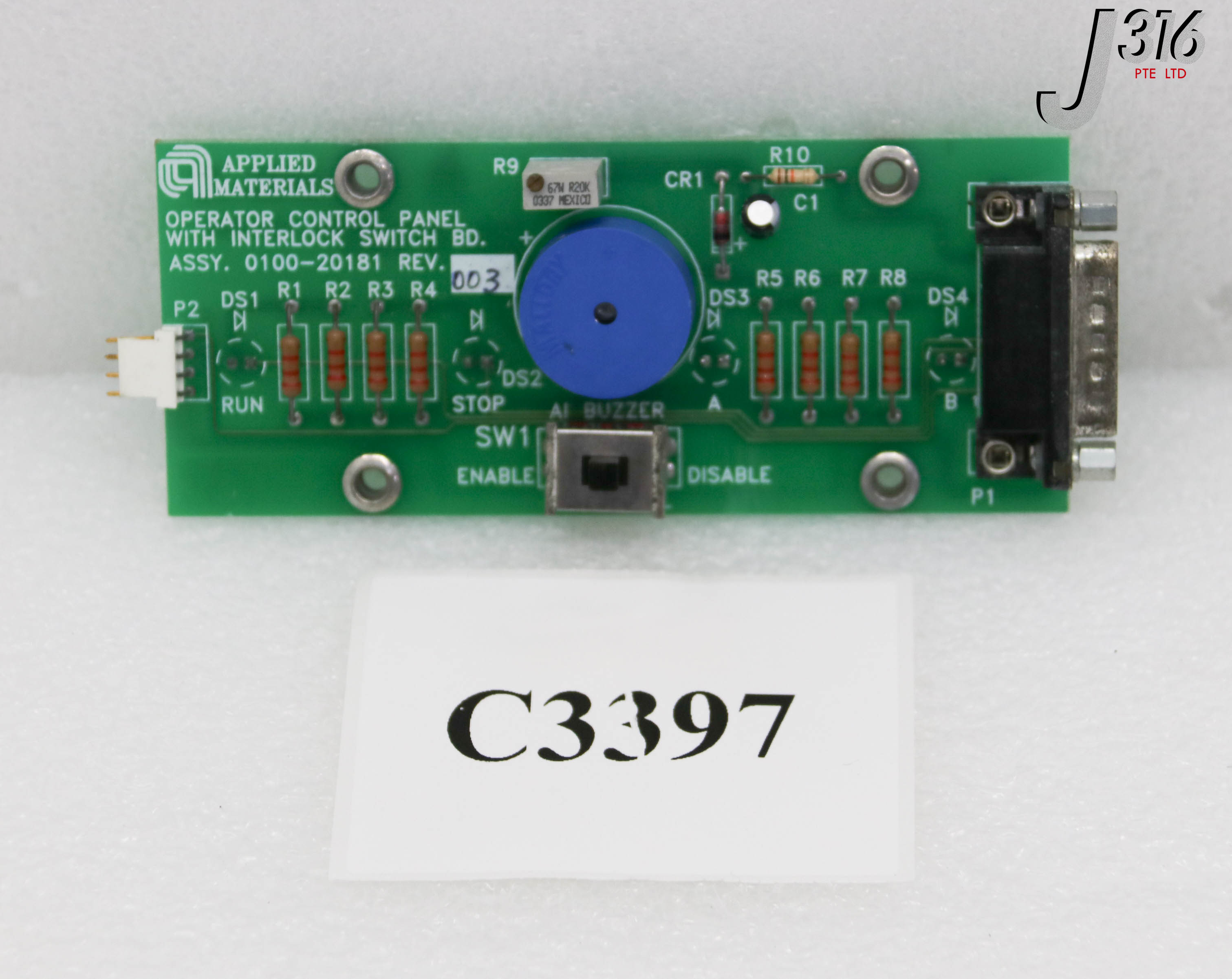 C3397 APPLIED MATERIALS PCB ASSY, OPERATOR CONTROL PANEL W/ INTERLOCK SWITCH 0100-20181