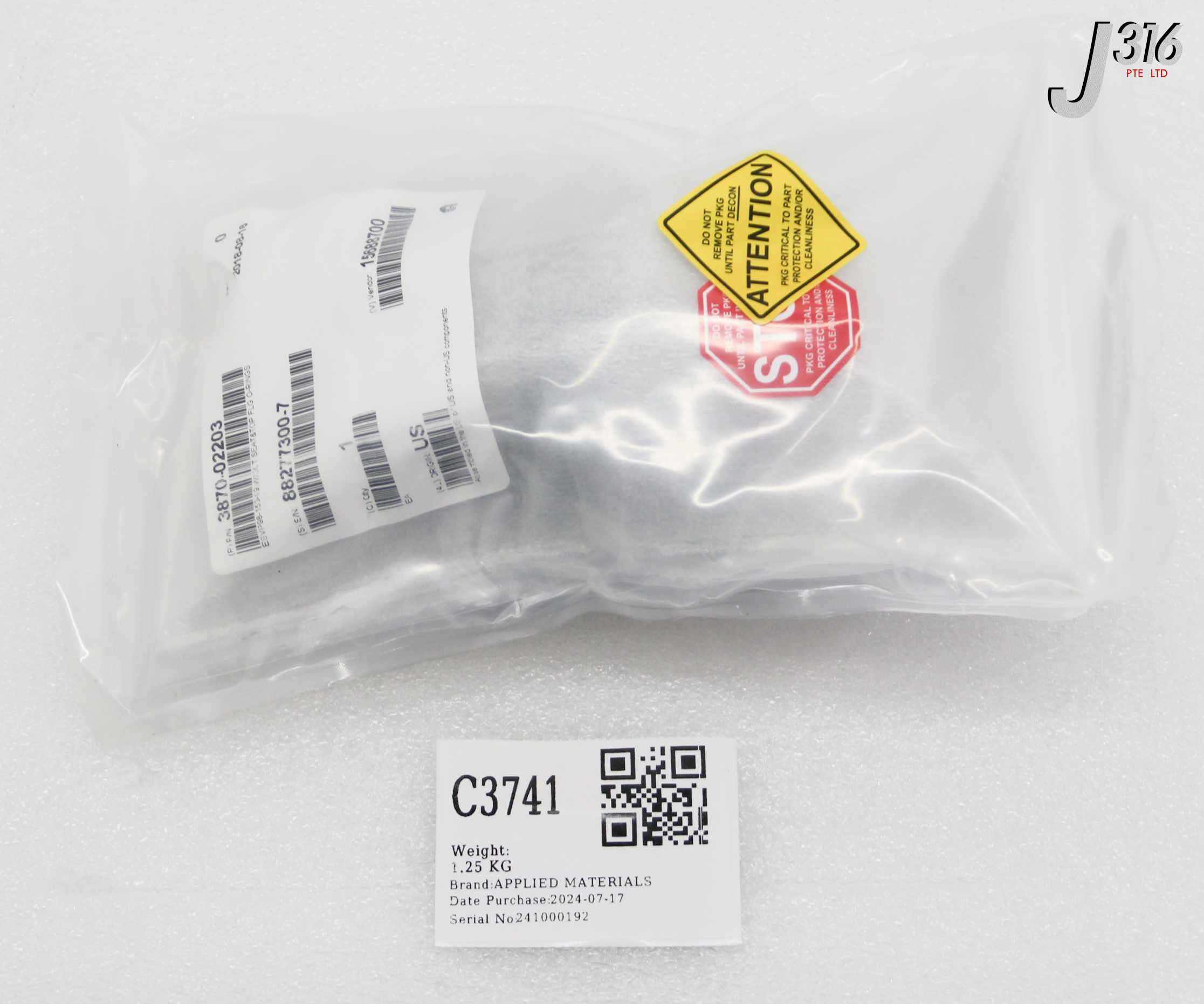 C3741 APPLIED MATERIALS PNEUMATIC VALVE, 1.5OD ISO REBLT W/O SEAT & TOP FLG O-RINGS, ESVP98-150-99 (NEW) 3870-02203