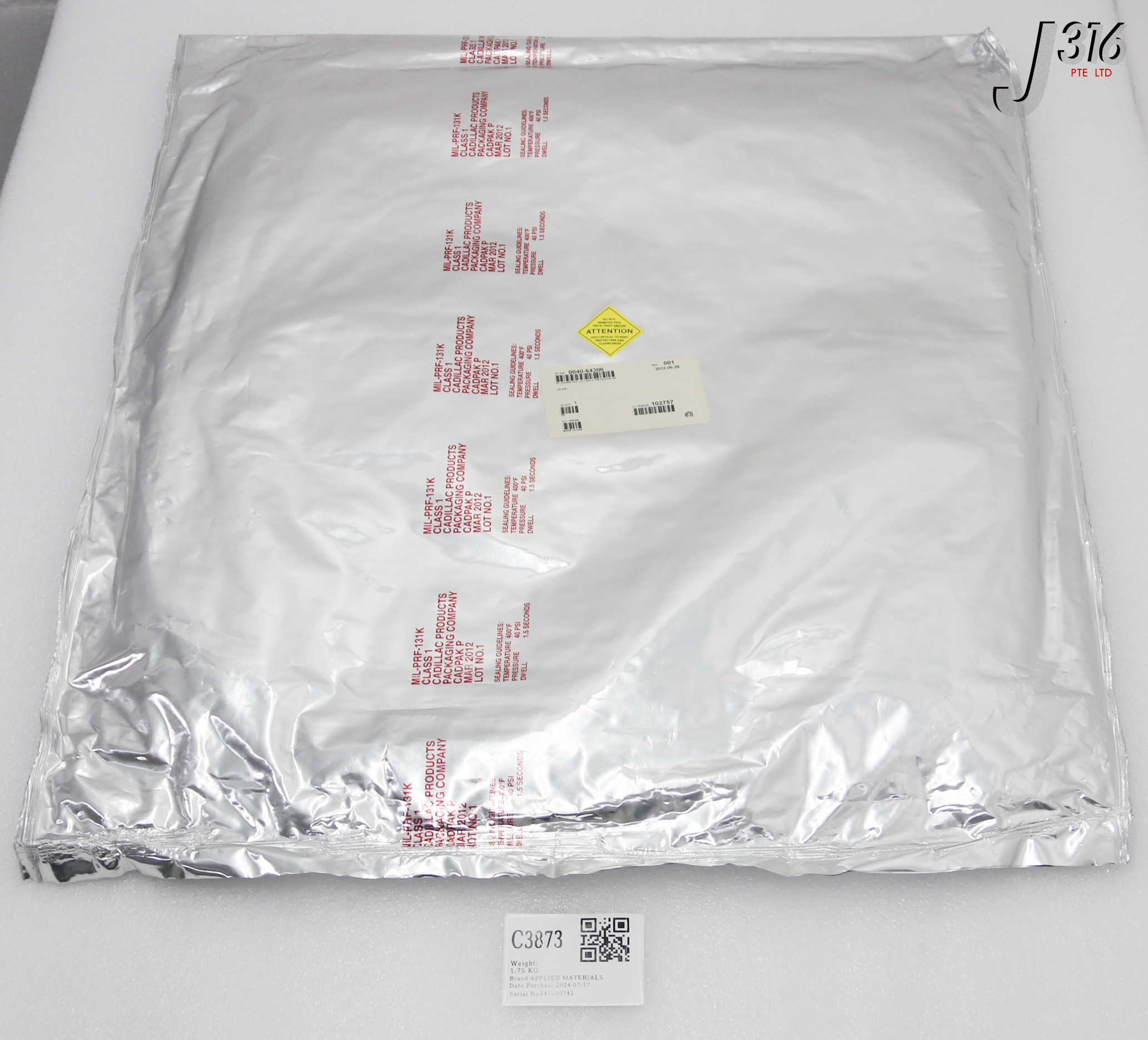 C3873 APPLIED MATERIALS RF COVER TOP, LH LOW K, PRODUCER SE (NEW) 0040-64306