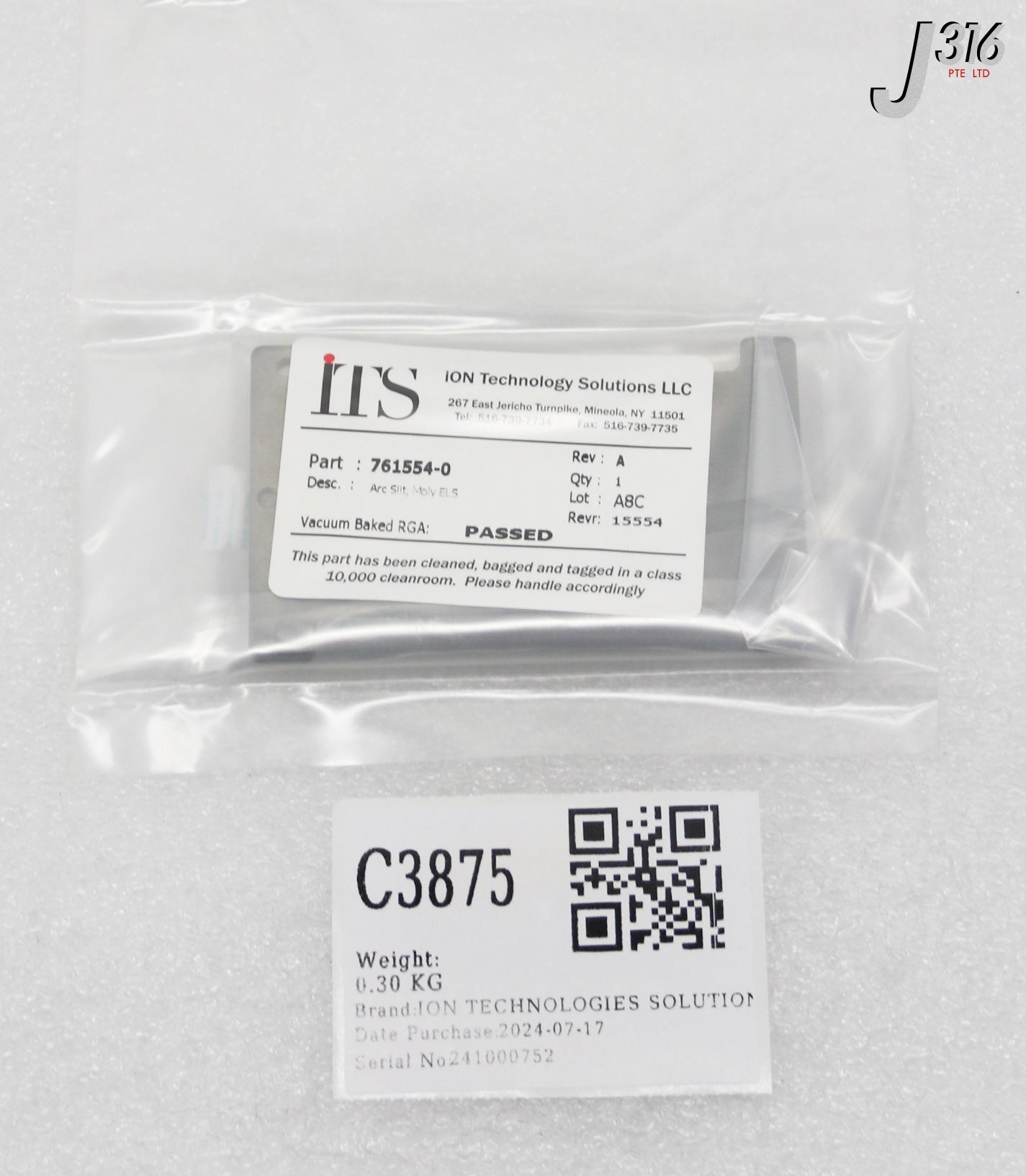 C3875 ION TECHNOLOGY SOLUTIONS ARC SLIT, MOLY ELS (NEW) 761554-0