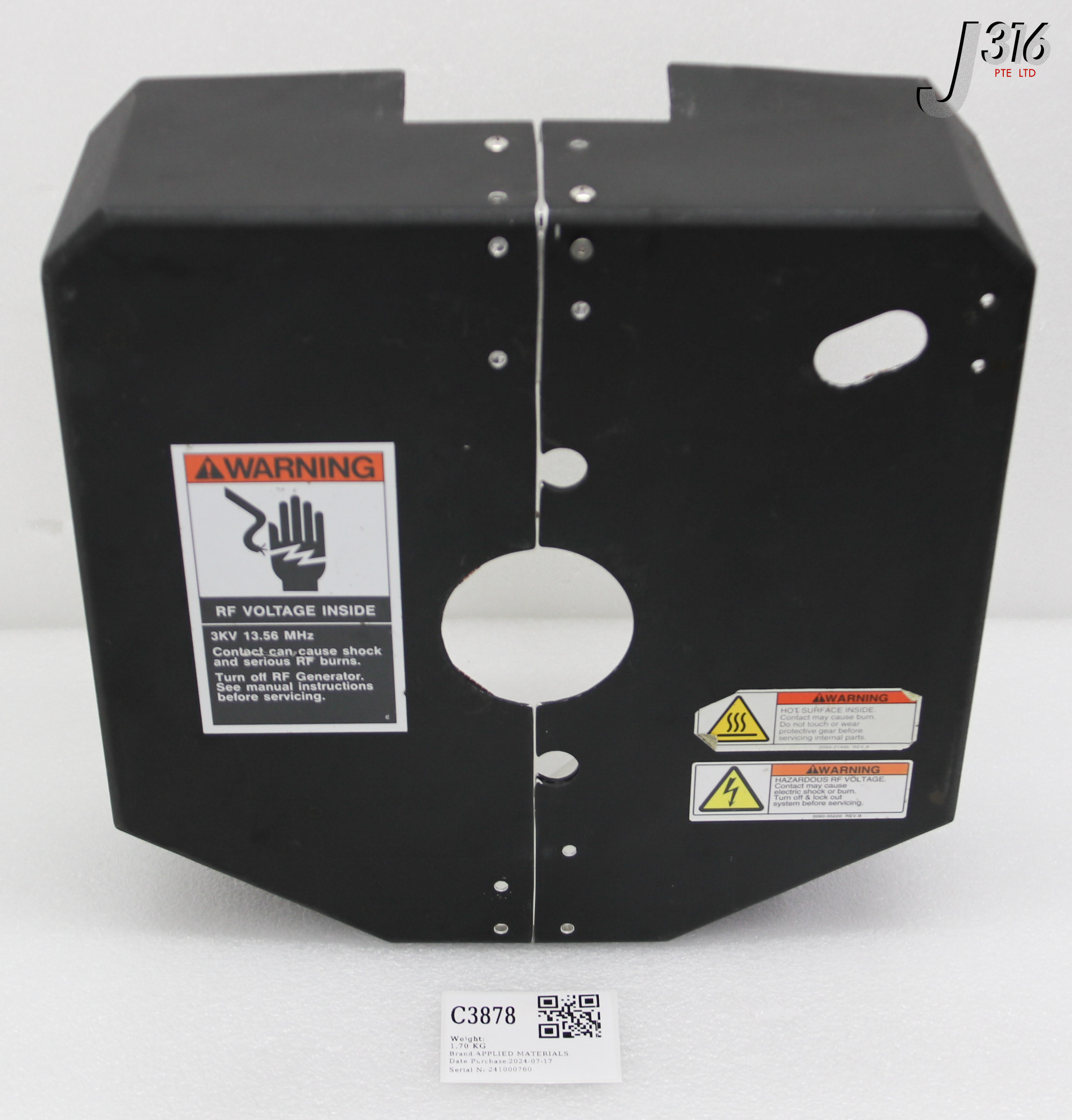 C3878 APPLIED MATERIALS COVER LID PLATE ASSY, PECVD, DXZ, FLUORINE 0010-01385