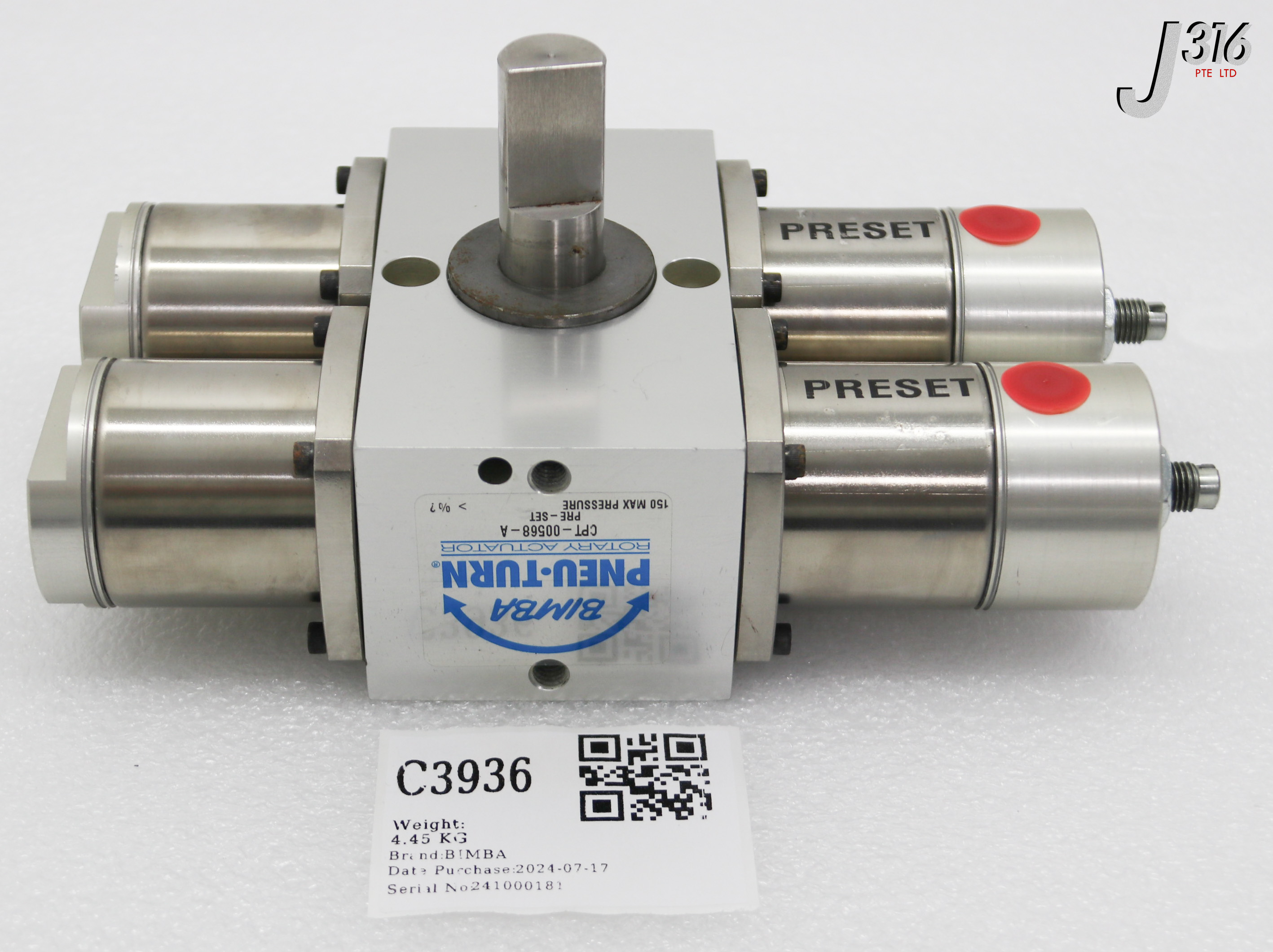 C3936 BIMBA PNEU-TURN ROTARY ACTUATOR, NOVELLUS 60-10125-00B CPT-00568-A
