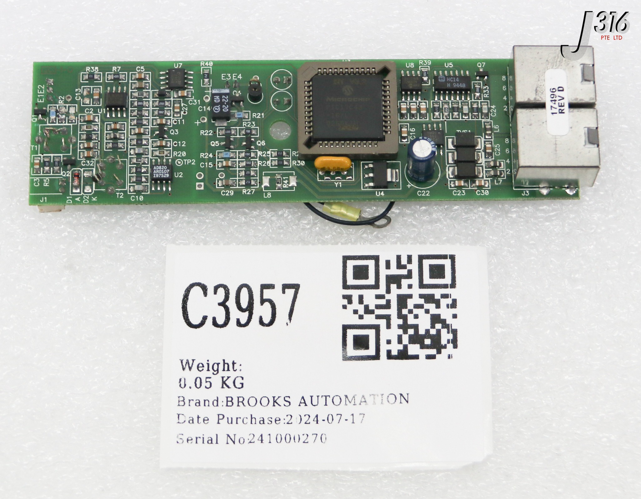 C3957 BROOKS AUTOMATION PCB ASSY, IRT PWA (PARTS) 61202210