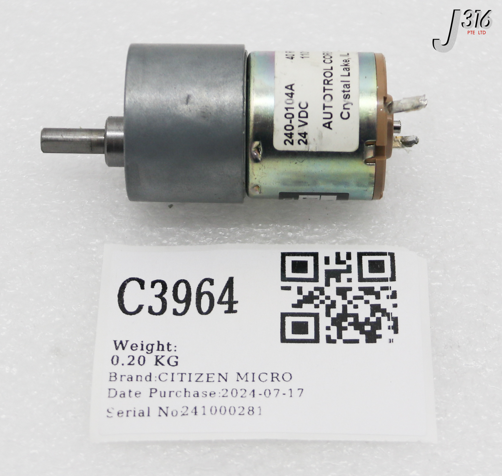 C3964 CITIZEN MICRO MOTOR GEARHEAD 24VDC RB-35GM-CA35-H114-AT