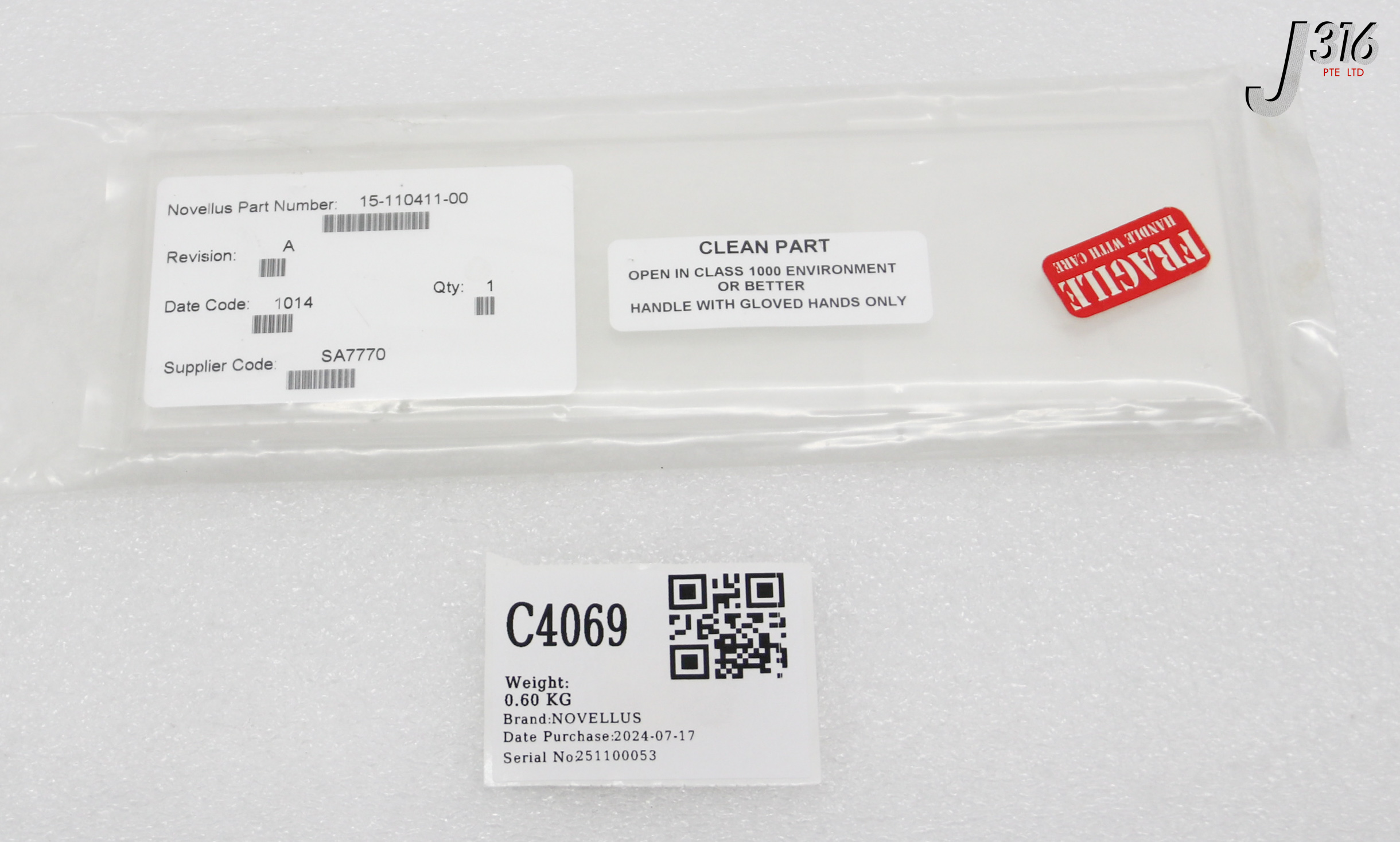 C4069 NOVELLUS WINDOW, SAPPHIRE (NEW) 15-110411-00