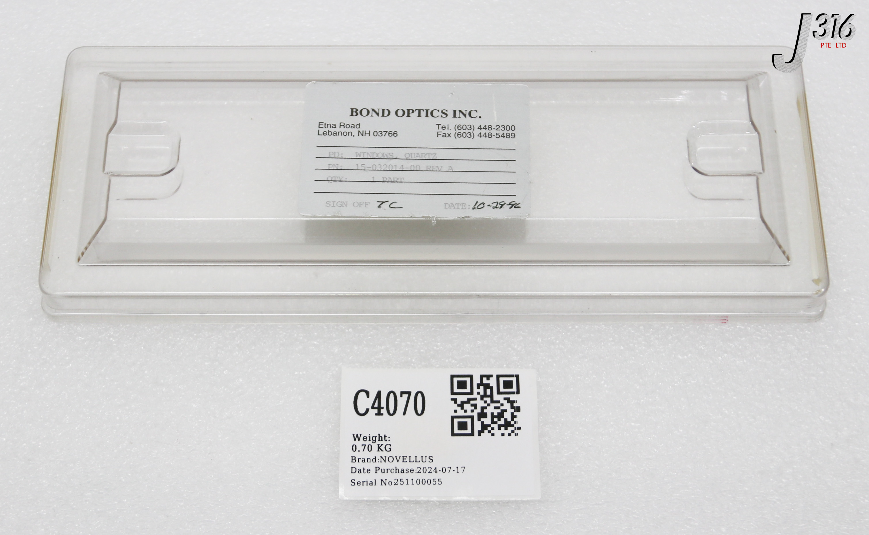 C4070 NOVELLUS WINDOWS, QUARTZ 15-032014-00