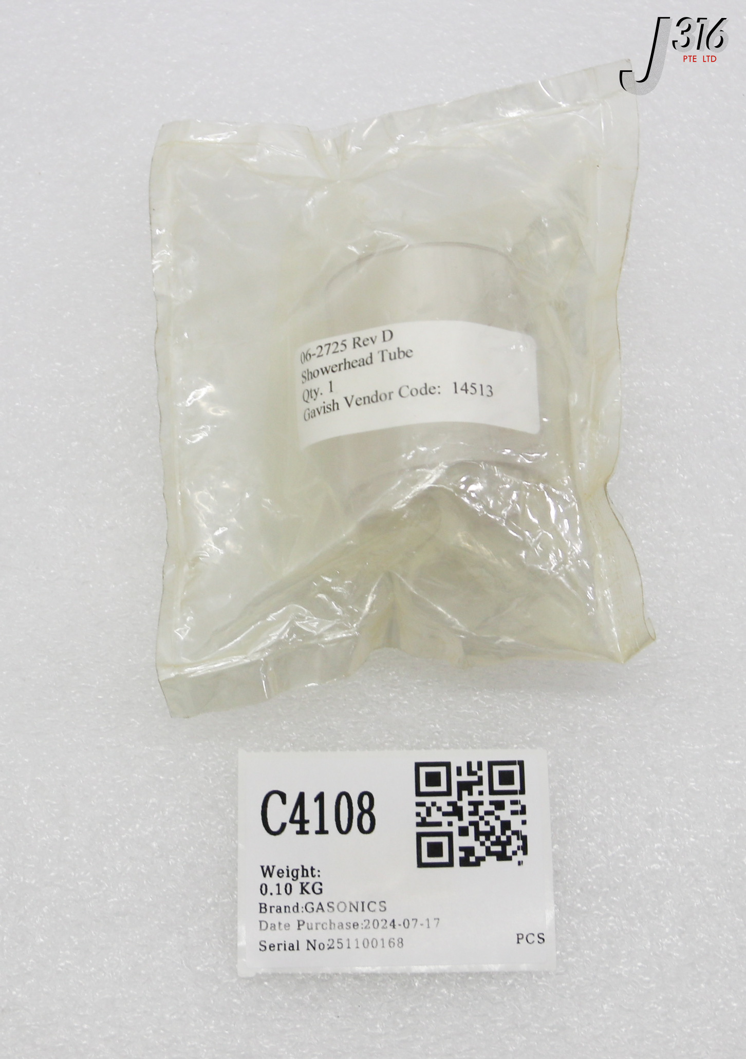 C4108 GASONICS SHOWER HEAD, TUBE 1.83 ID, SAPPHIRE,IRID (NEW) 06-2725