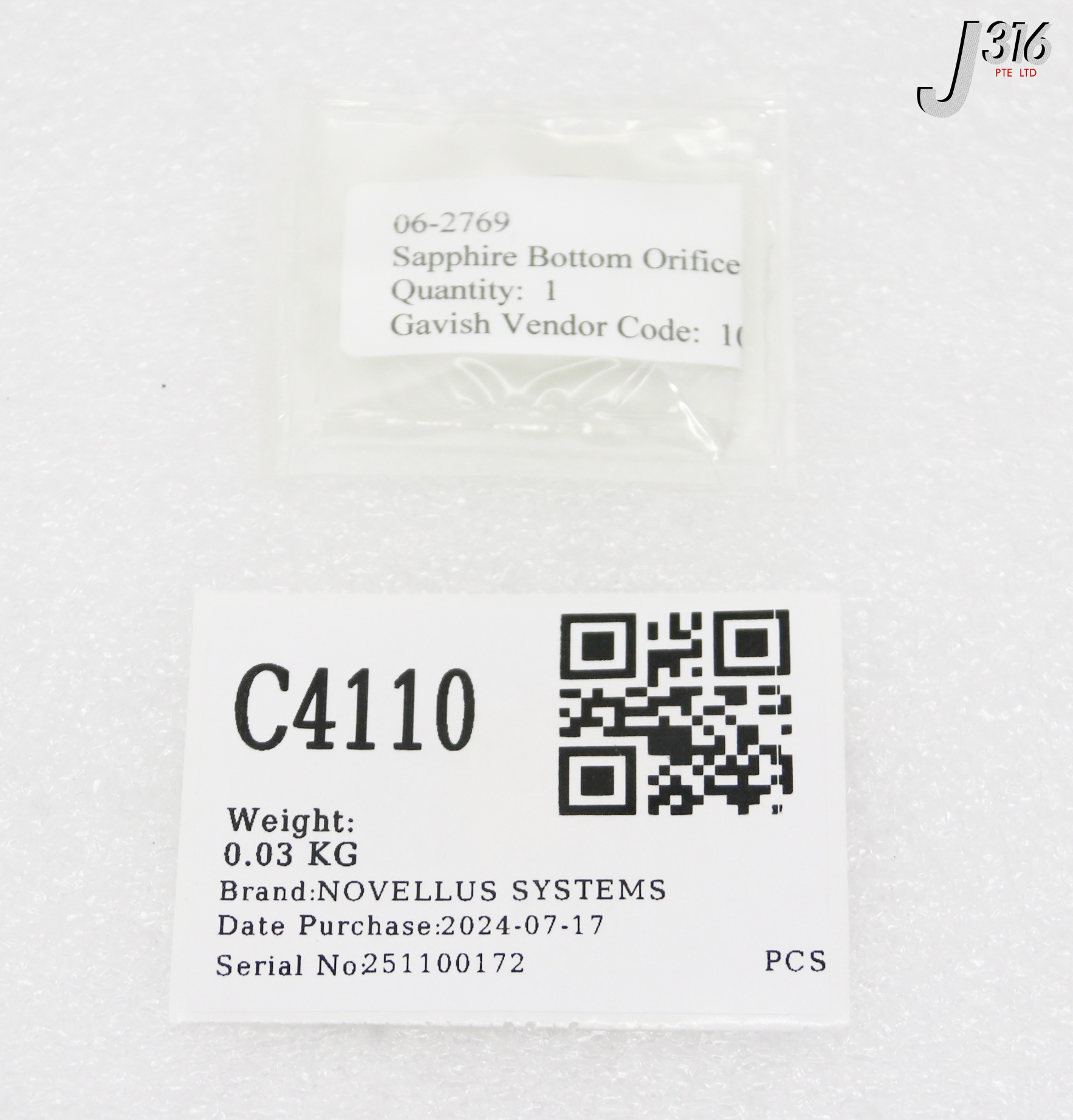 C4110 NOVELLUS SYSTEMS SAPPHIRE BOTTOM ORIFICE (NEW) 06-2769