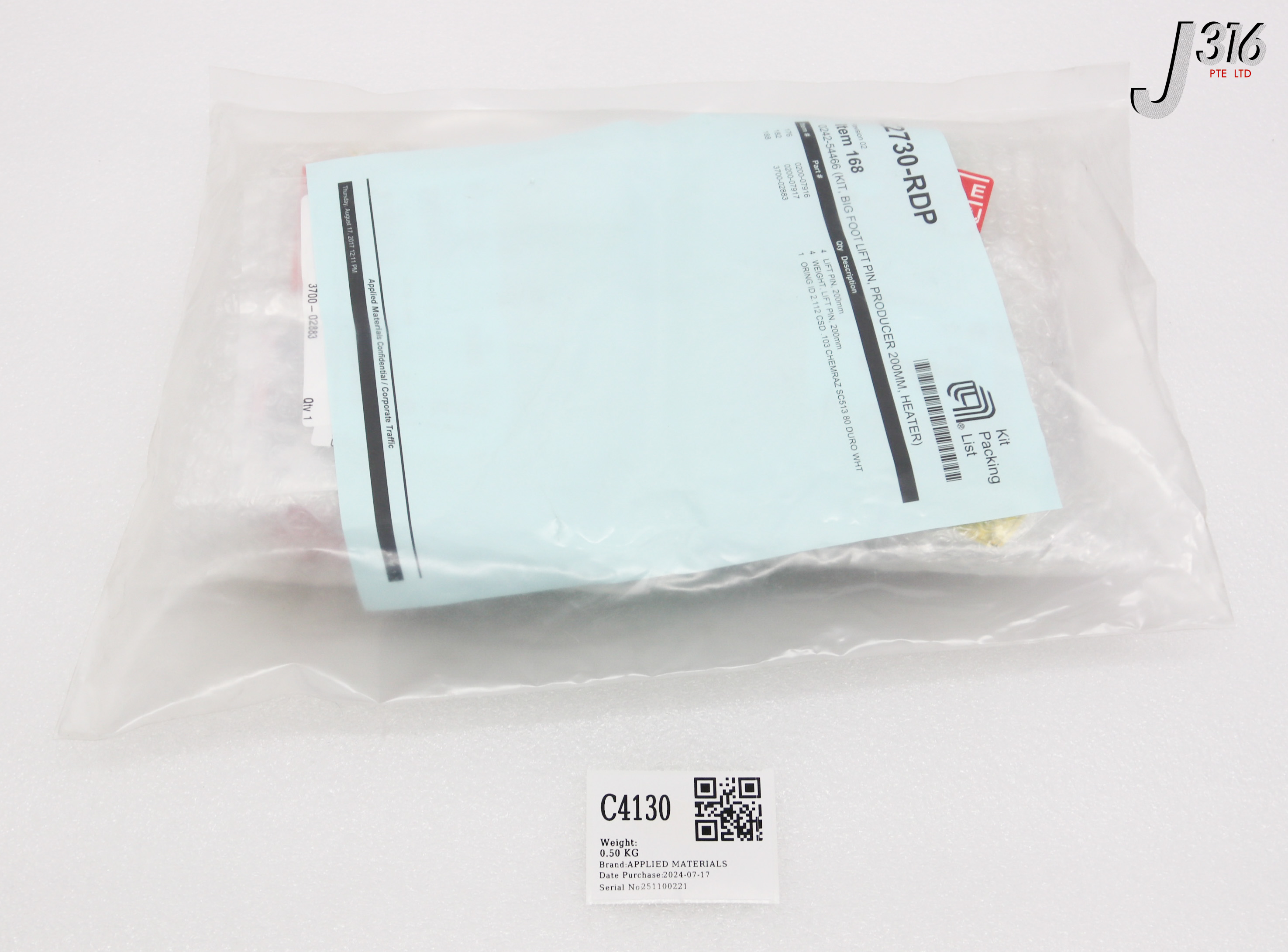 C4130 APPLIED MATERIALS KIT, BIG FOOT LIFT PIN, PRODUCER 200MM, HEATER (NEW) 0242-54466