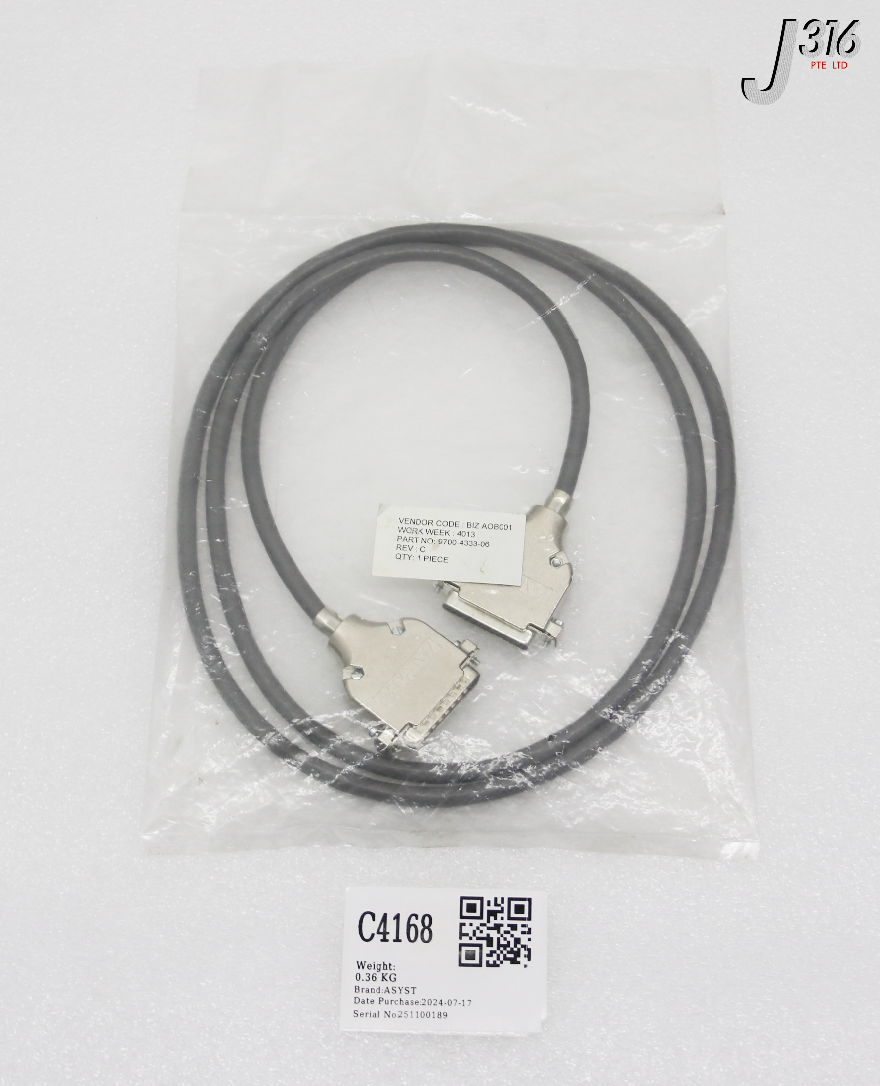 C4168 ASYST CABLE ASSY (NEW) 9700-4333-06