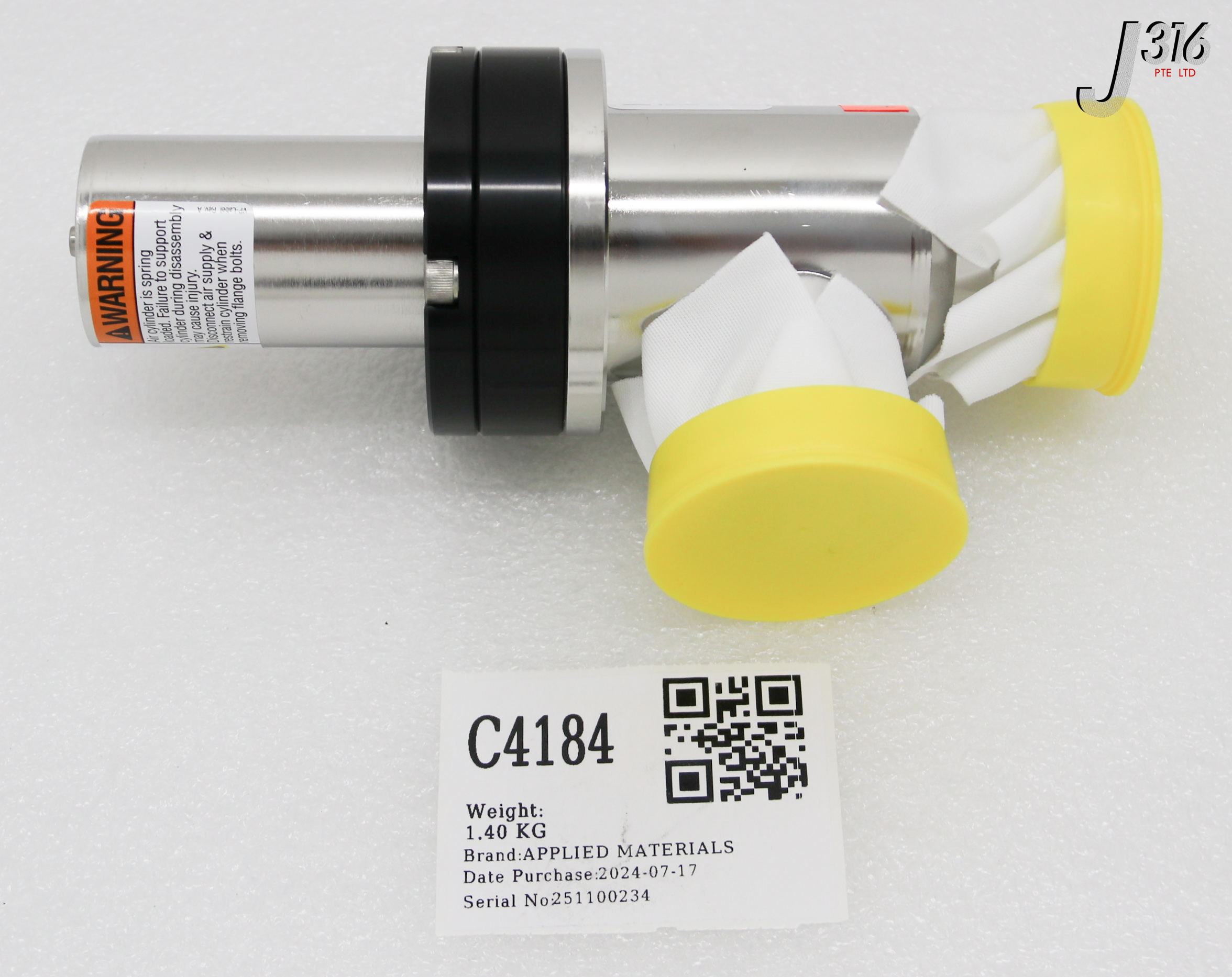 C4184 APPLIED MATERIALS VALVE AIR-OPEN SPR-CL 1.5OD NW40 180DEG (NEW) 3870-02890