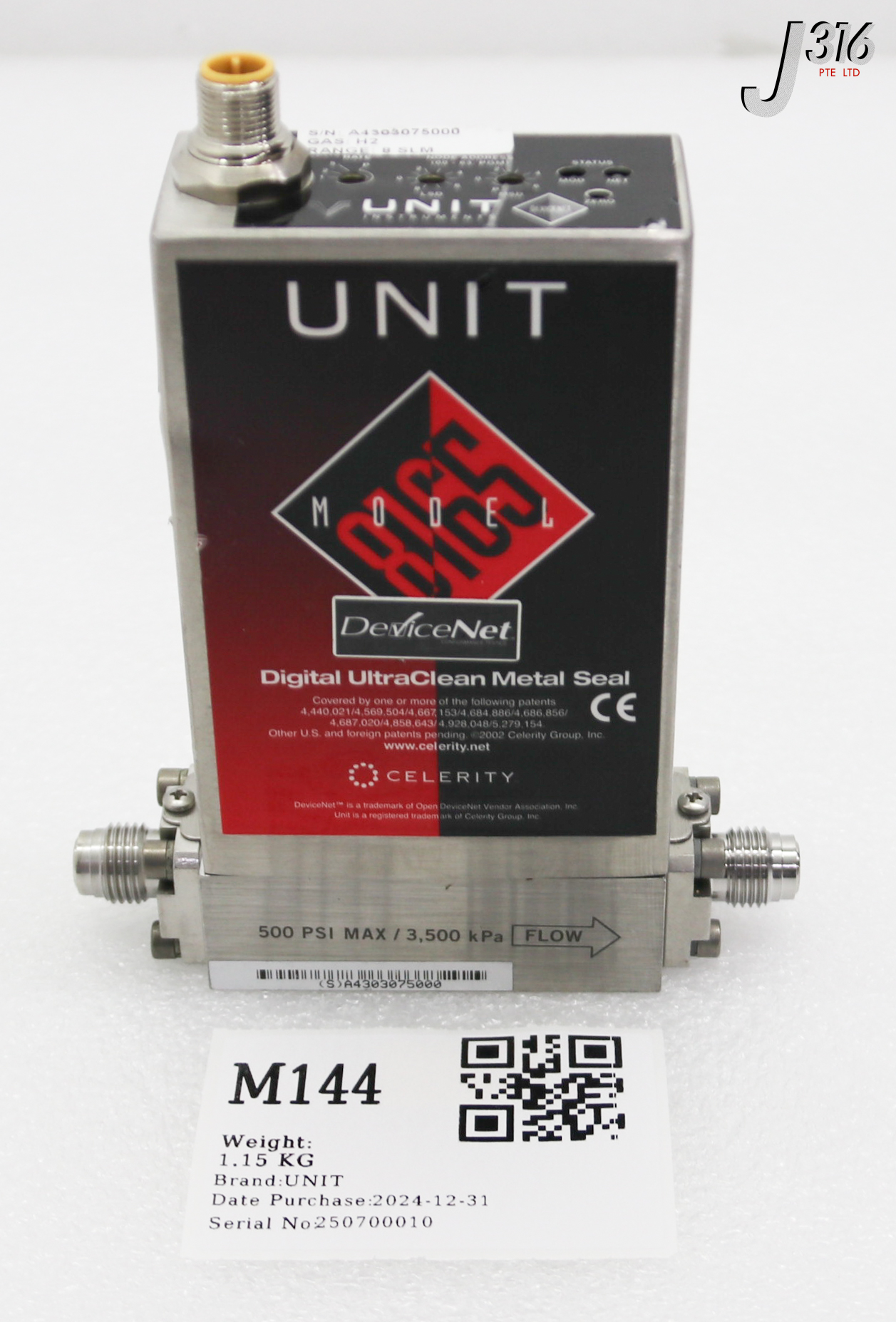 M144 UNIT MFC MASS FLOW CONTROLLER UFC-8165