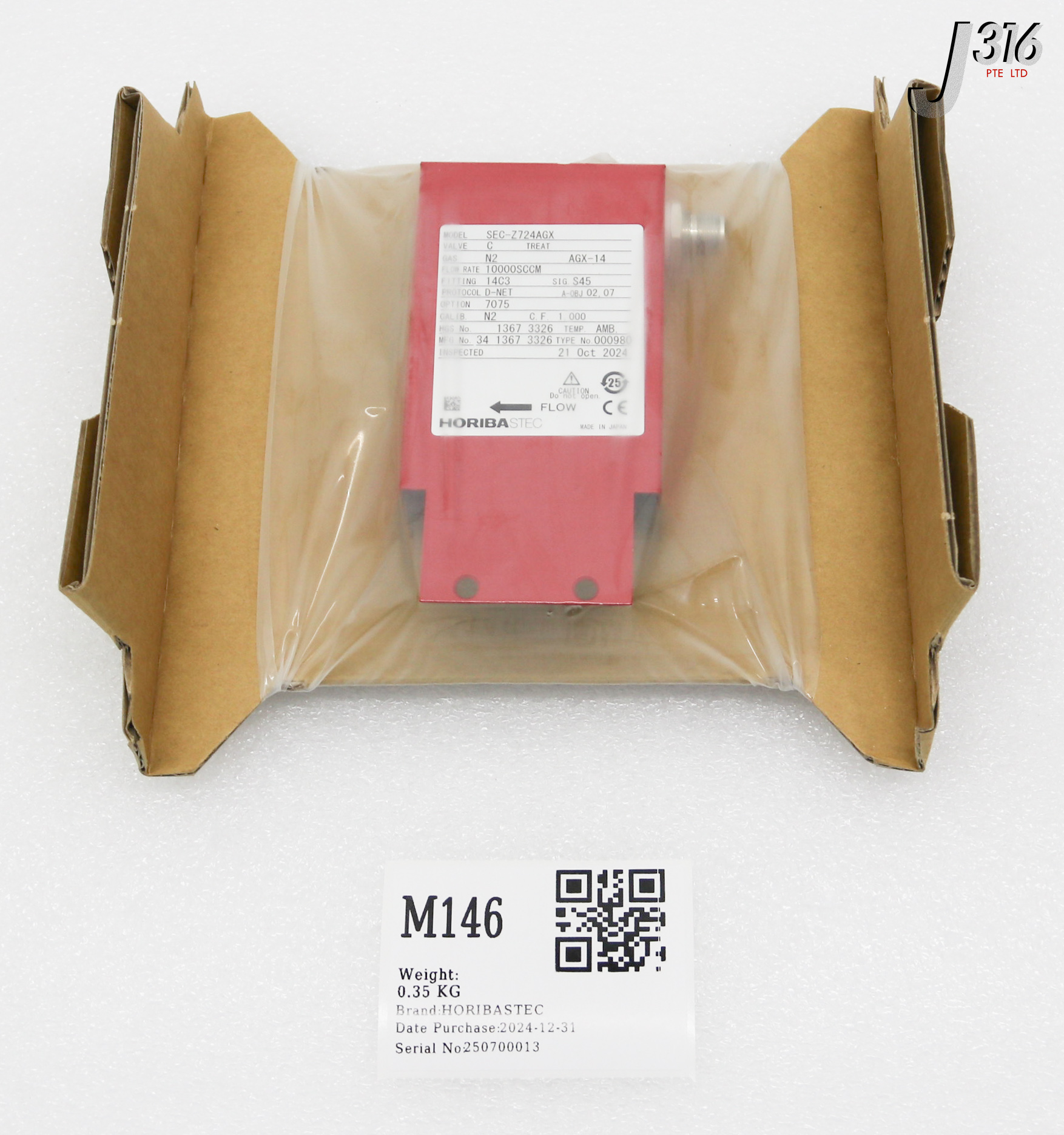 M146 HORIBASTEC MFC COVER PANEL, GAS: N2, RANGE: 10000SCCM (NEW) SEC-Z724AGX