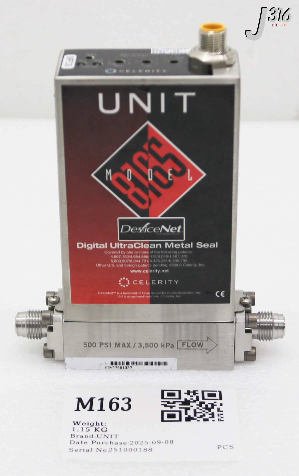 M163 UNIT MFC MASS FLOW CONTROLLER UFC-8165