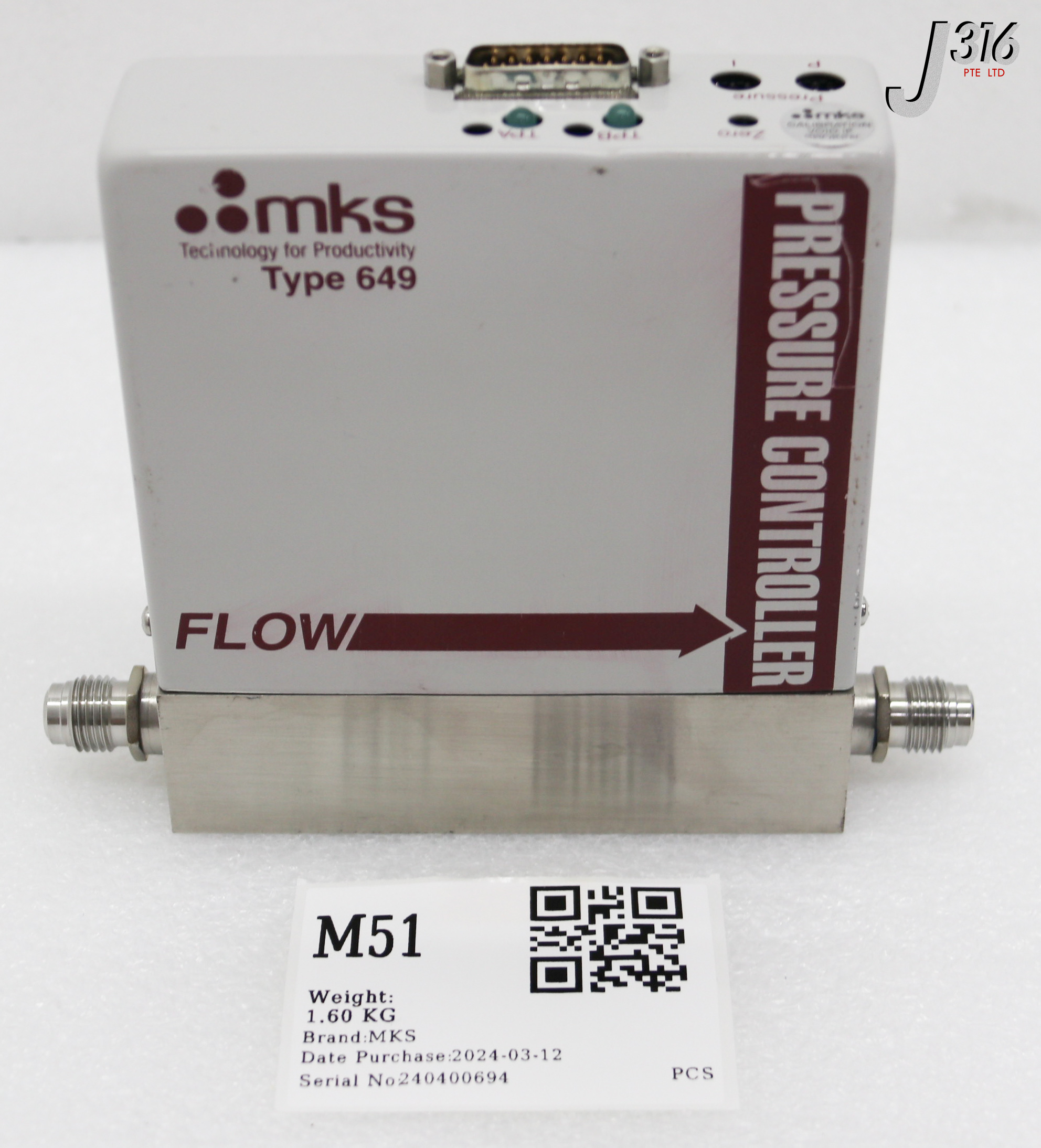M51 MKS MFC, PRESSURE CONTROLLER, TYPE 649 649B01311T52C1VR