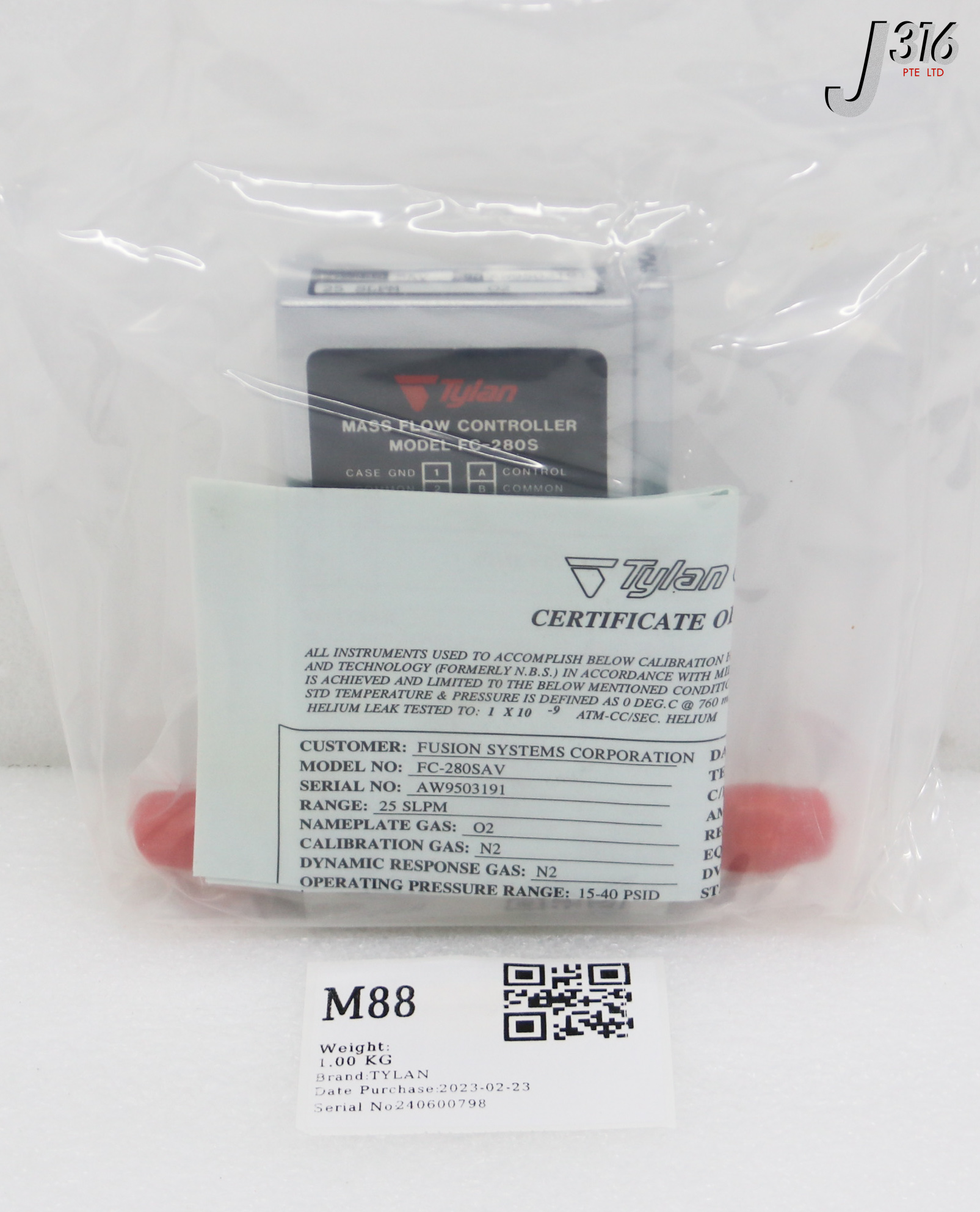 M88 TYLAN MFC, FC-280S, GAS: 02, RANGE: 25 SLPM (NEW) FC-280SAV