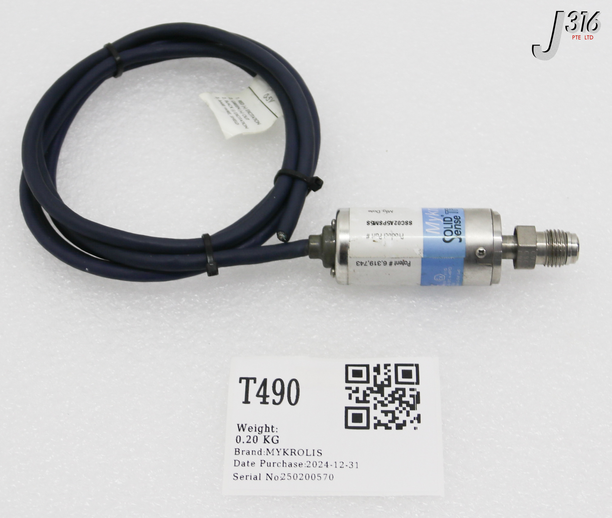 T490 MYKROLIS PRESSURE TRANSDUCER, SOLID SENSE TF, 250PSIA SSC02A5PSM5S