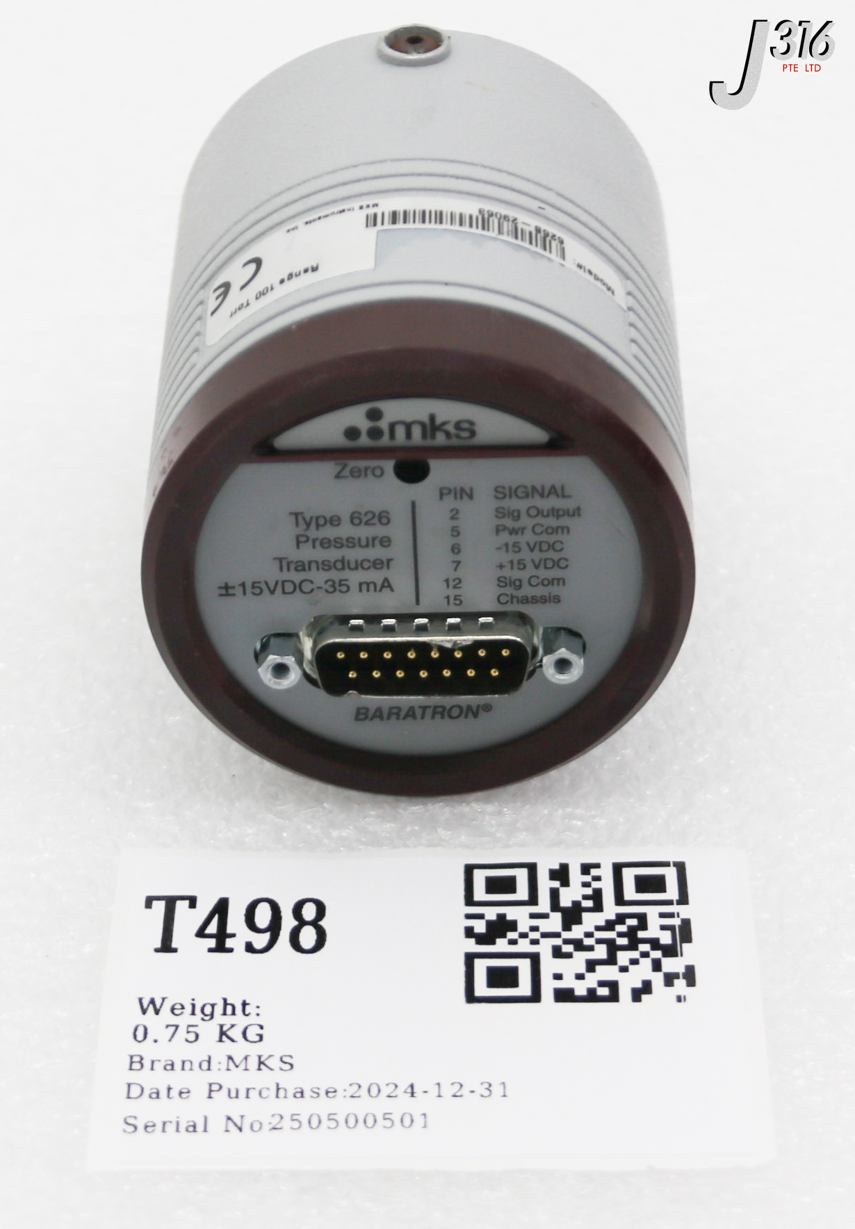 T498 MKS BARATRON CAPACITANCE MANOMETER RANGE: 100 TORR 626B-29063