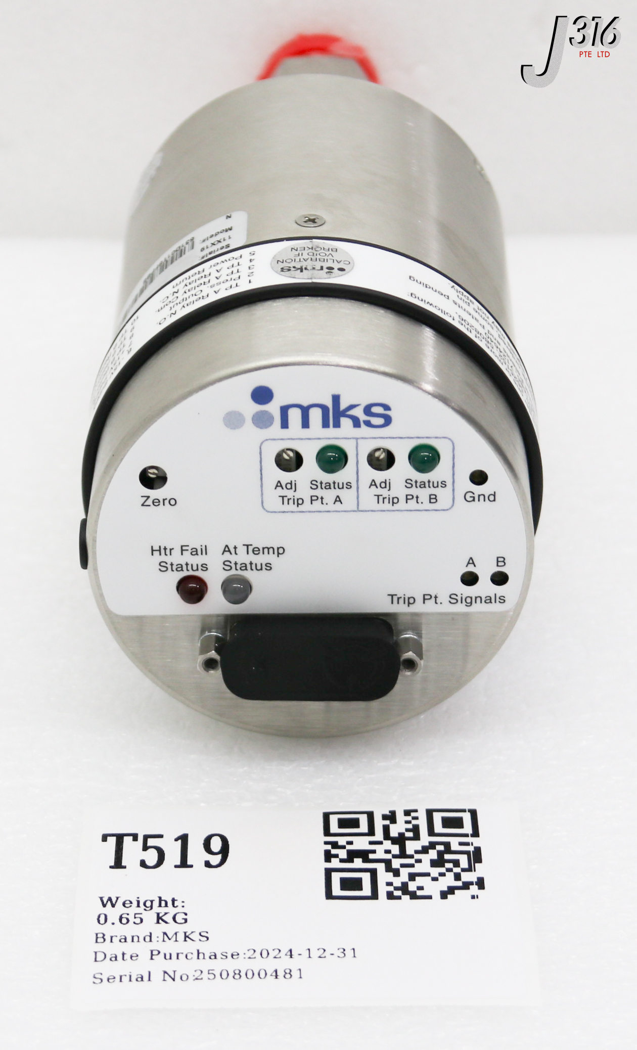 T519 MKS BARATRON CAPACITANCE MANOMETER TYPE 631, 1 TORR (NEW) 631D01T8FPBB